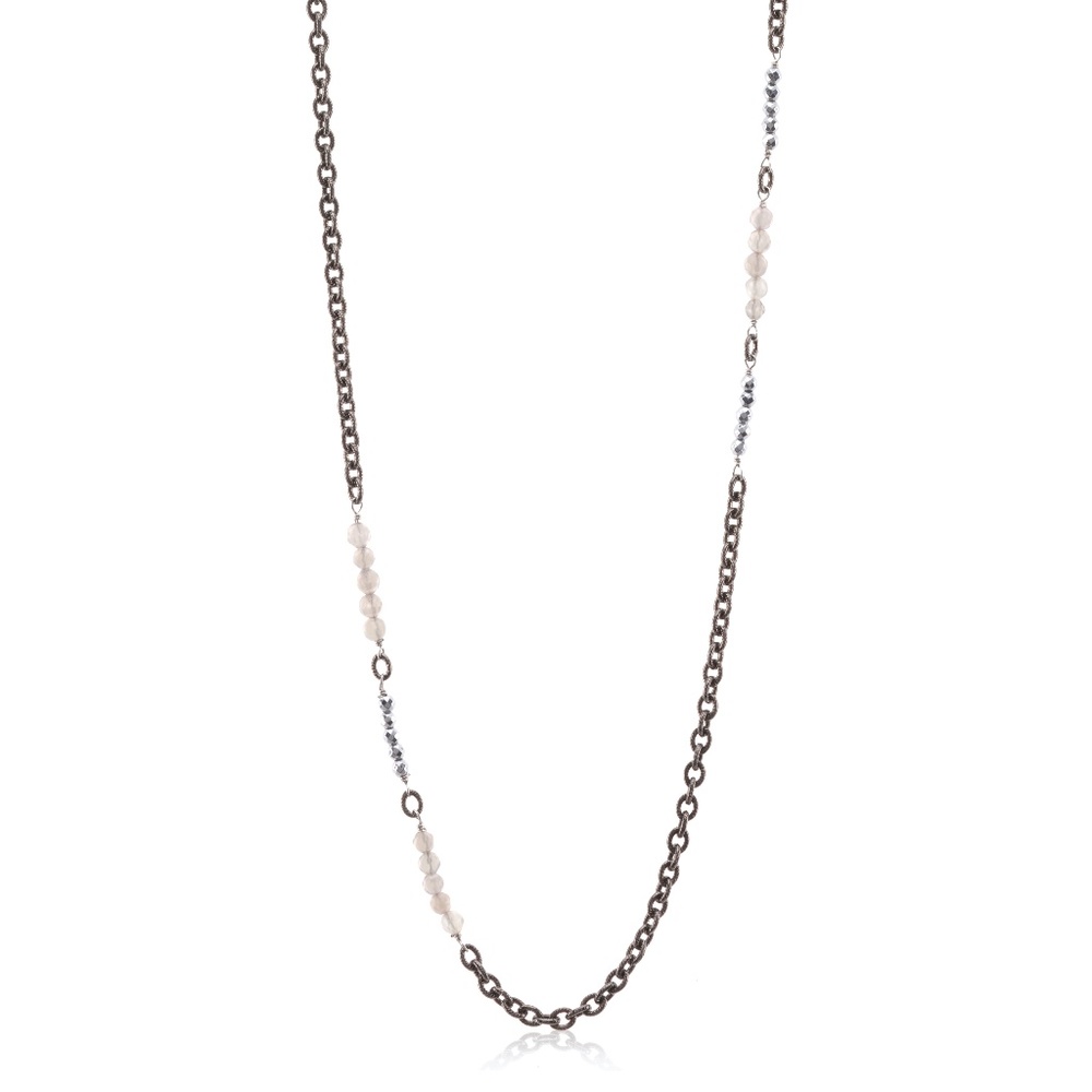 NWT Sara Blaine #10871 Polaris Endless Agate Hematite Necklace